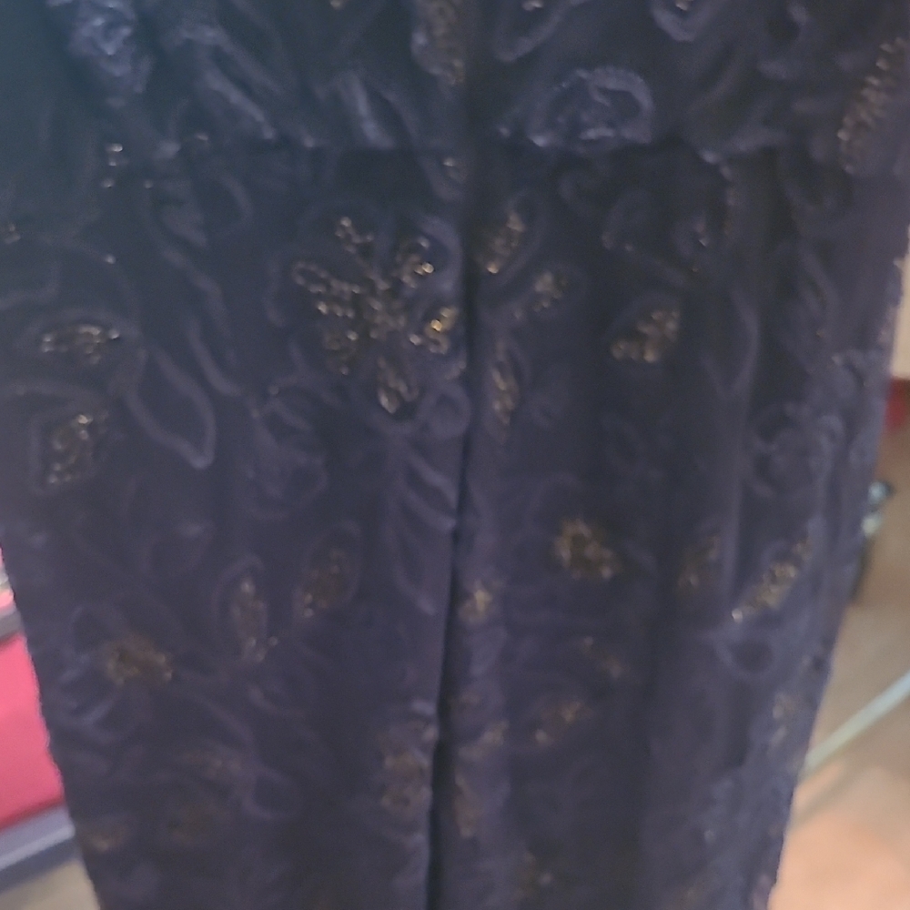 JS Collections Navy and Gold Long Sleeve Dress - Picture 5 of 8